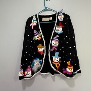 Design Options by Philip & Jane Gordon Snowman Cardigan Sweater - Large